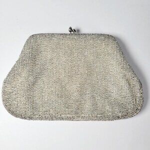 Vintage Beaded Evening Sharonee Bag Satin Lined Clutch Kisslock Closure Japan